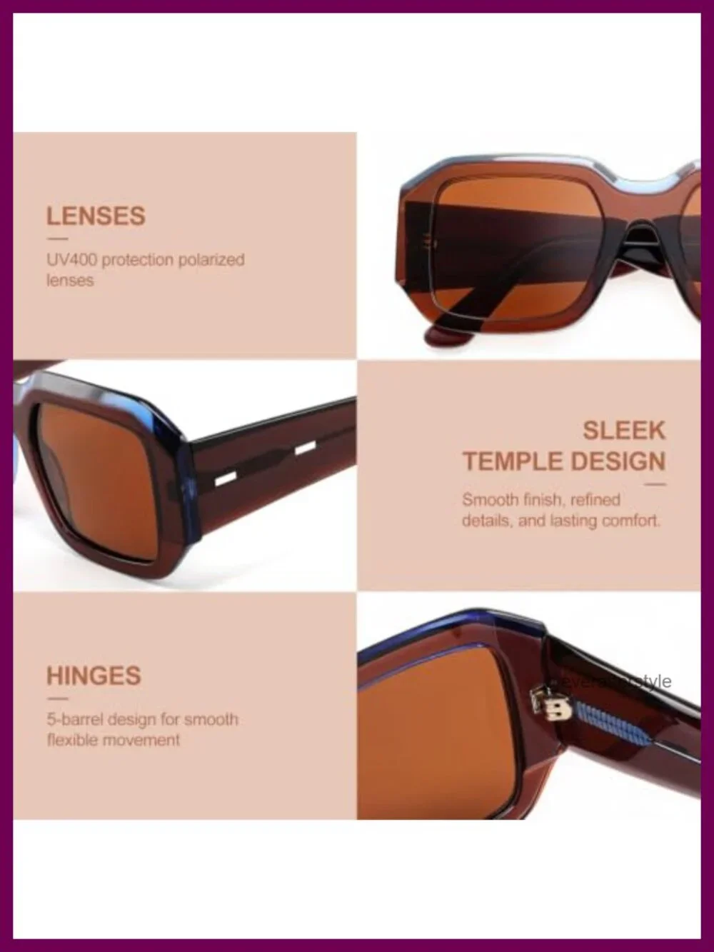 Oversized Acetate Polarized Sunglasses for Women UV400 Protection